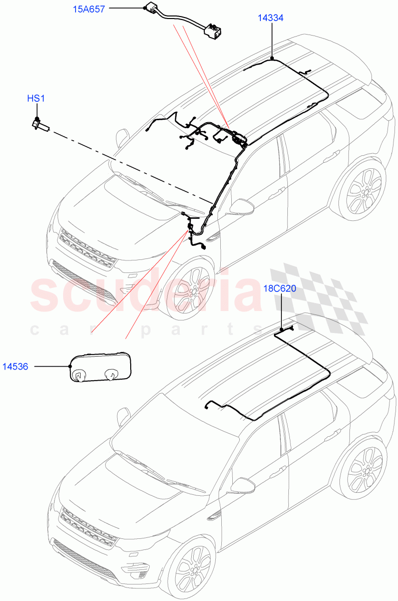 Electrical Wiring - Body And Rear(Roof)(Halewood (UK))((V)TOLH999999) of Land Rover Land Rover Discovery Sport (2015+) [2.0 Turbo Diesel AJ21D4]