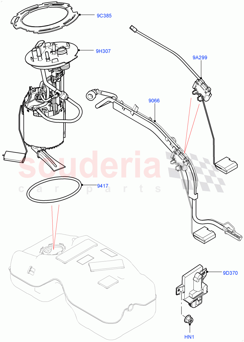 Fuel Pump And Sender Unit (2.0L I4 Mid DOHC AJ200 Petrol, Itatiaia (Brazil), 2.0L I4 Mid AJ200 Petrol E100) ((V) FROMJT000001) of Land Rover Land Rover Discovery Sport (2015+) [2.0 Turbo Petrol AJ200P]