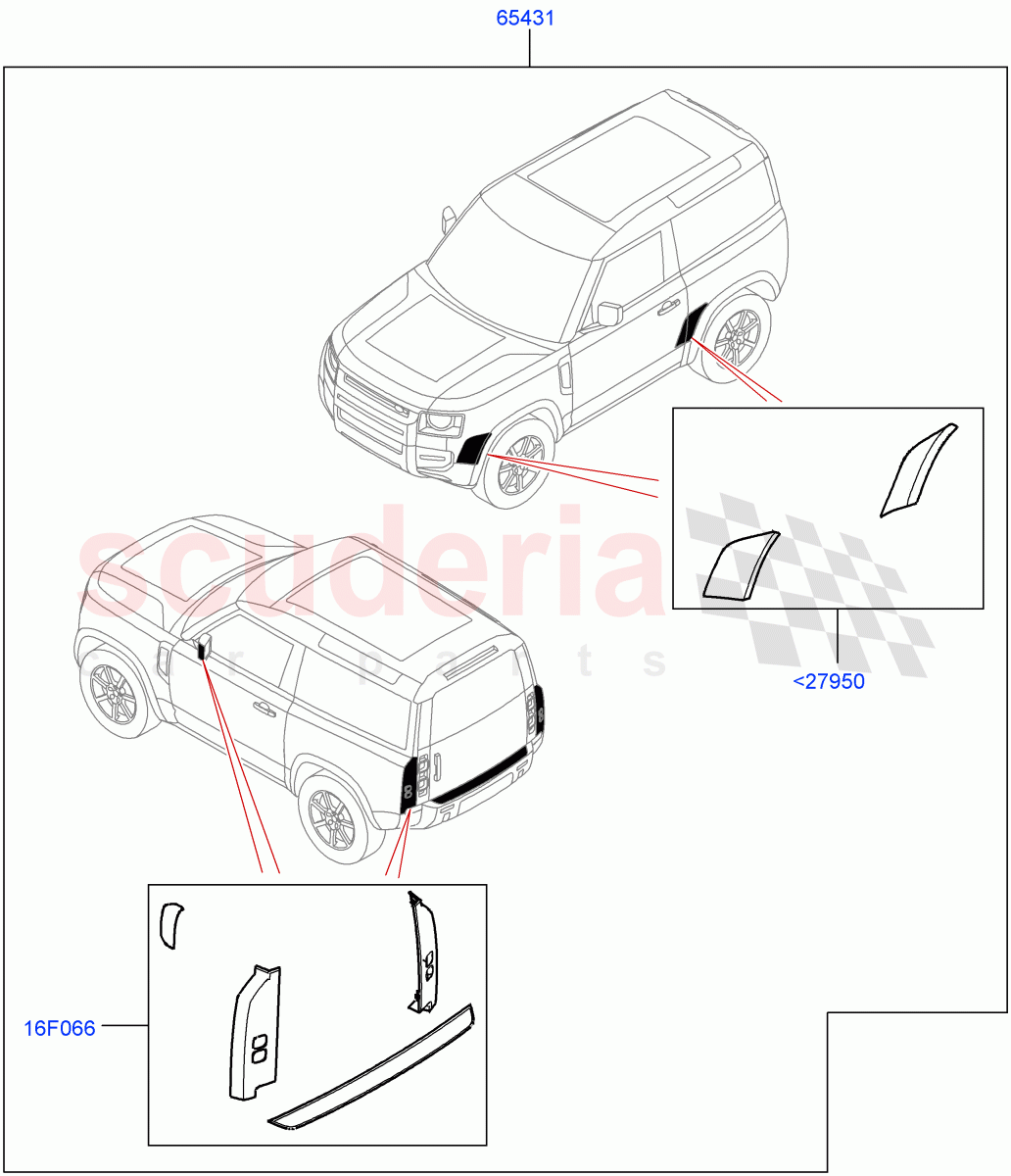 Accessory Pack(Chequered Body Protection Kit)(Short Wheelbase) of Land Rover Land Rover Defender (2020+) [3.0 I6 Turbo Petrol AJ20P6]