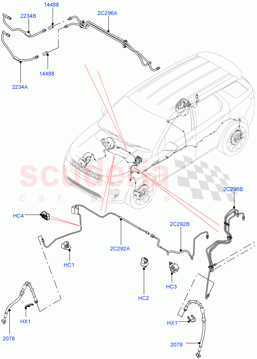 Front Brake Pipes(RHD,Halewood (UK))((V)TOKH999999) of Land Rover Land Rover Discovery Sport (2015+) [2.0 Turbo Petrol AJ200P]