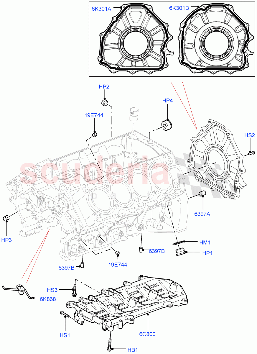 Cylinder Block And Plugs(5.0L OHC SGDI NA V8 Petrol - AJ133)((V)FROMAA000001) of Land Rover Land Rover Range Rover (2010-2012) [5.0 OHC SGDI NA V8 Petrol]