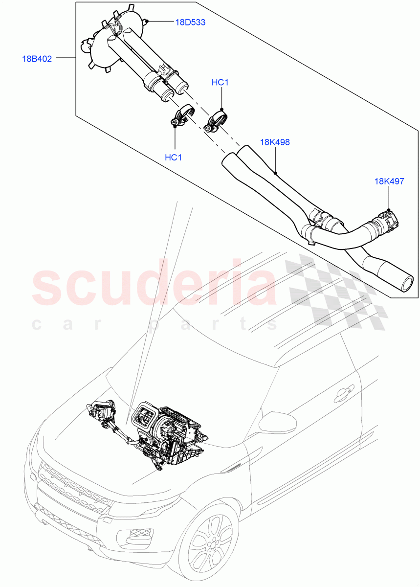 Auxiliary Heater Hoses (Changsu (China), Fuel Fired Heater With Park Heat, With Fuel Fired Heater) ((V) FROMEG000001) of Land Rover Land Rover Range Rover Evoque (2012-2018) [2.0 Turbo Petrol AJ200P]