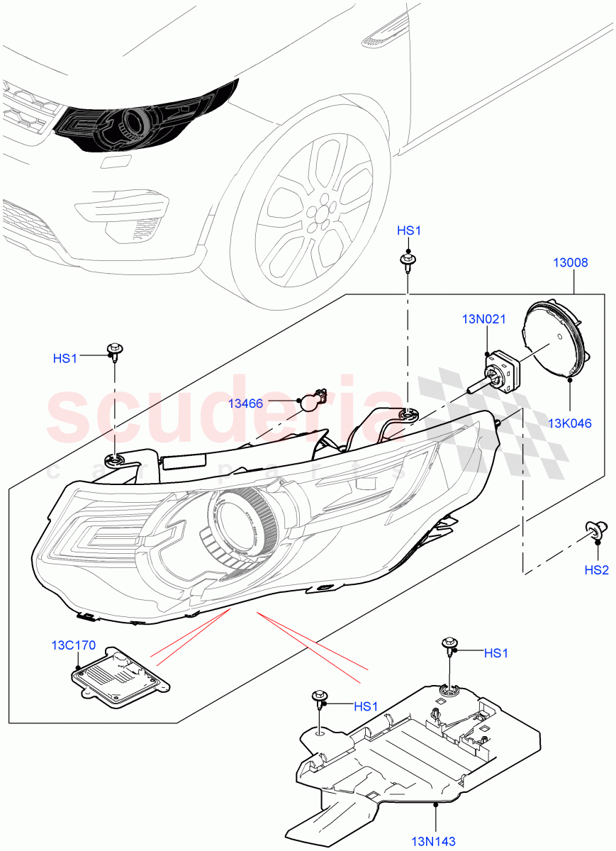 Headlamps And Front Flasher Lamps(Changsu (China),With BI - Xenon Headlamps,With Adaptive Headlamps Bi Xenon,Headlamps - LED Premium,Headlamps - LED Matrix,Headlamps - LED)((V)FROMFG000001) of Land Rover Land Rover Discovery Sport (2015+) [2.0 Turbo Diesel]