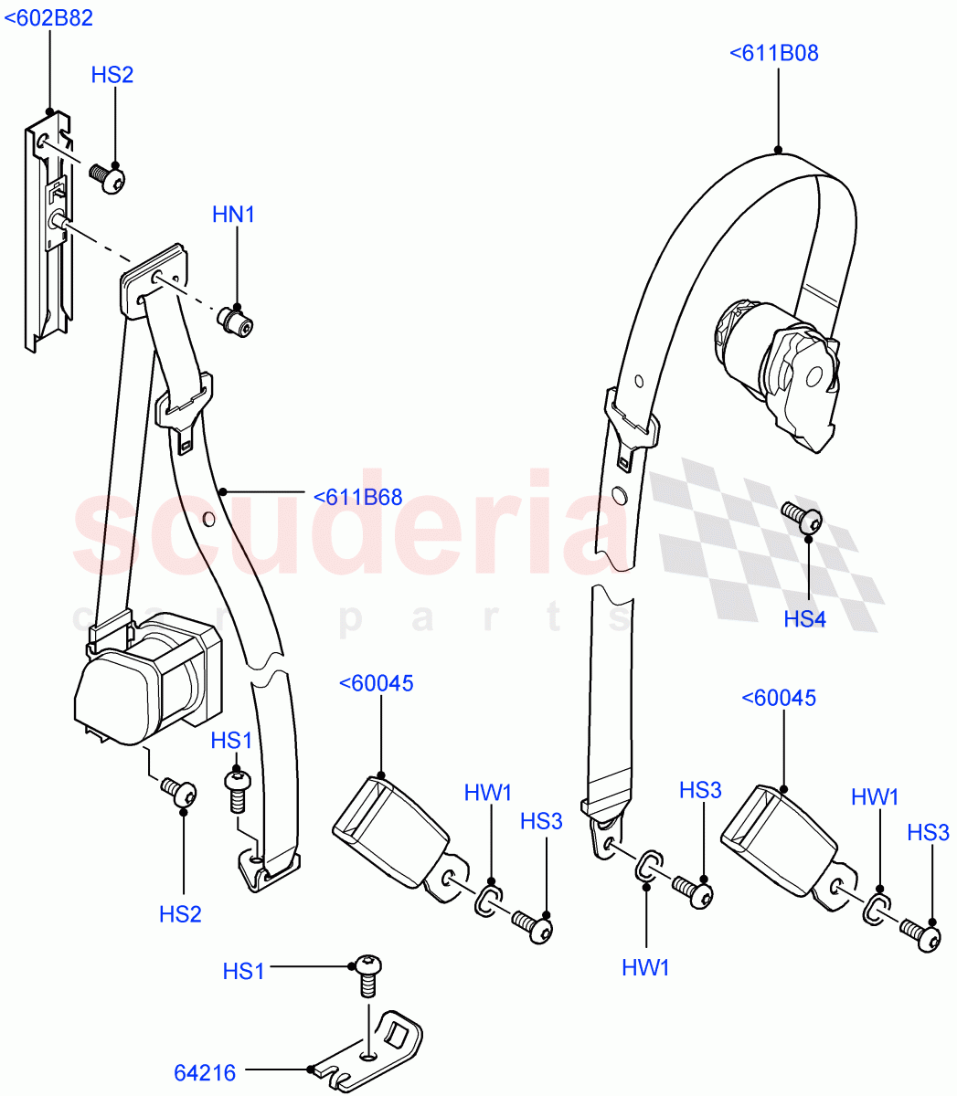 Rear Seat Belts(Less Armoured)((V)FROMAA000001) of Land Rover Land Rover Range Rover (2010-2012) [3.6 V8 32V DOHC EFI Diesel]