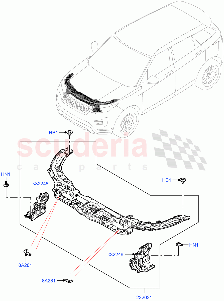 Front Panels, Aprons & Side Members (Front Panel) (Changsu (China)) of Land Rover Land Rover Range Rover Evoque (2019+) [2.0 Turbo Diesel]