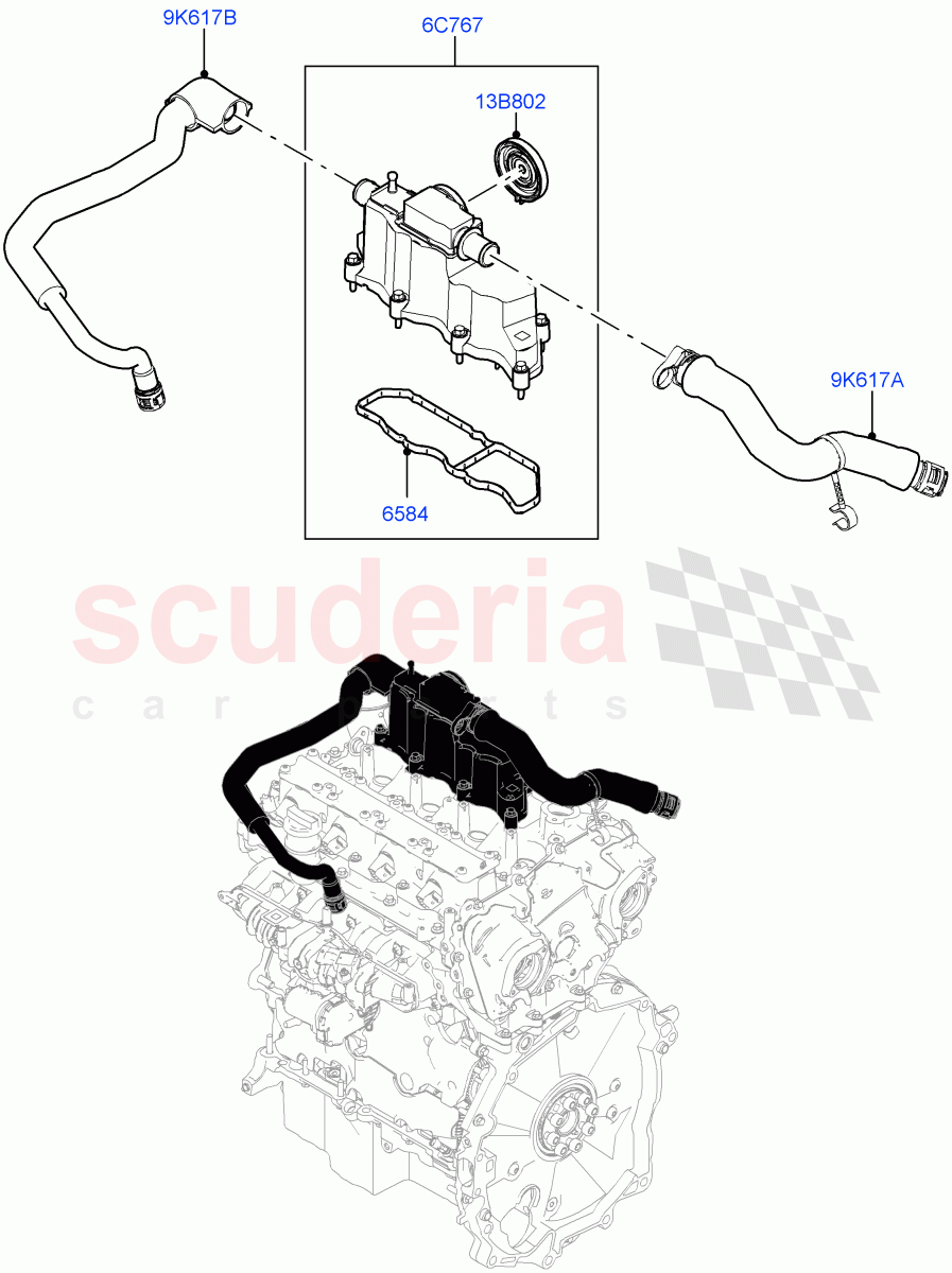 Emission Control - Crankcase (2.0L I4 High DOHC AJ200 Petrol, 2.0L I4 Mid DOHC AJ200 Petrol, 2.0L I4 Mid AJ200 Petrol E100) ((V) FROMJH000001) of Land Rover Land Rover Discovery Sport (2015+) [2.0 Turbo Petrol AJ200P]