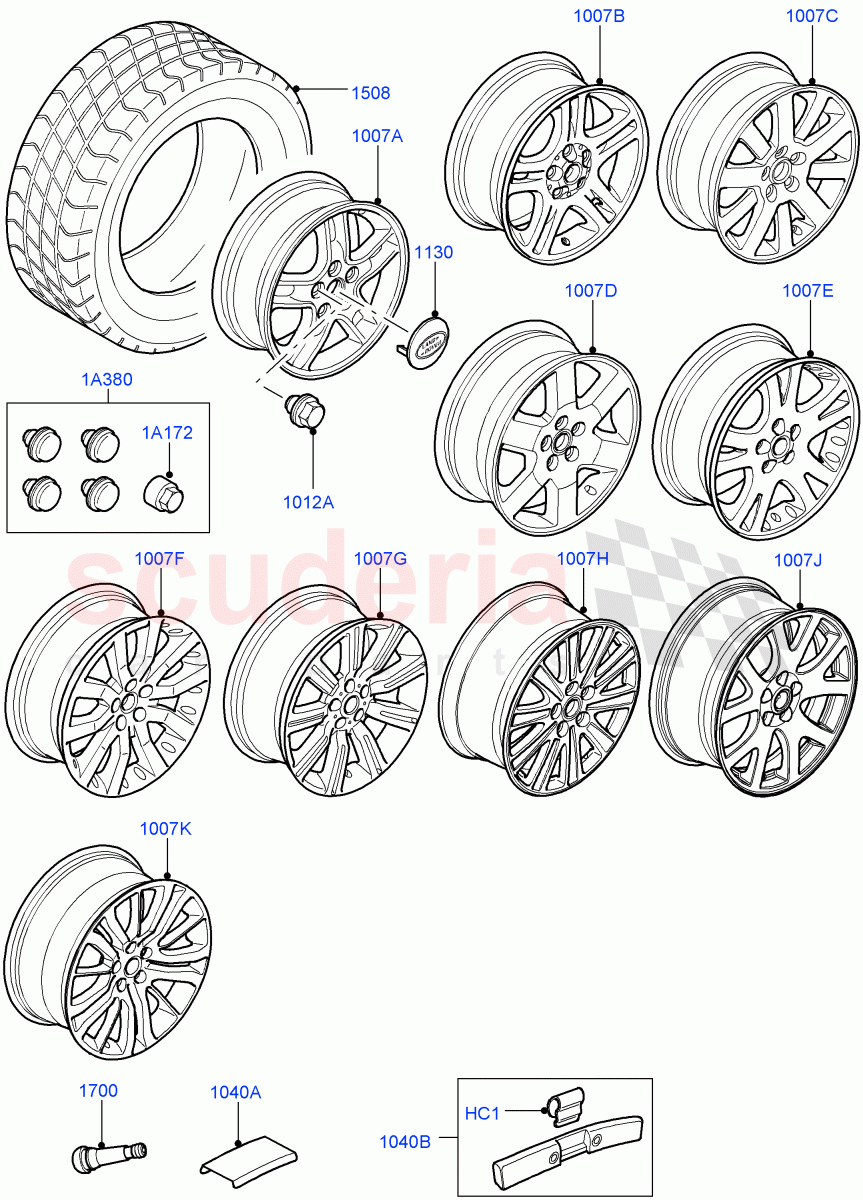 Wheels ((V) TO9A999999) of Land Rover Land Rover Range Rover Sport (2005-2009) [4.4 AJ Petrol V8]