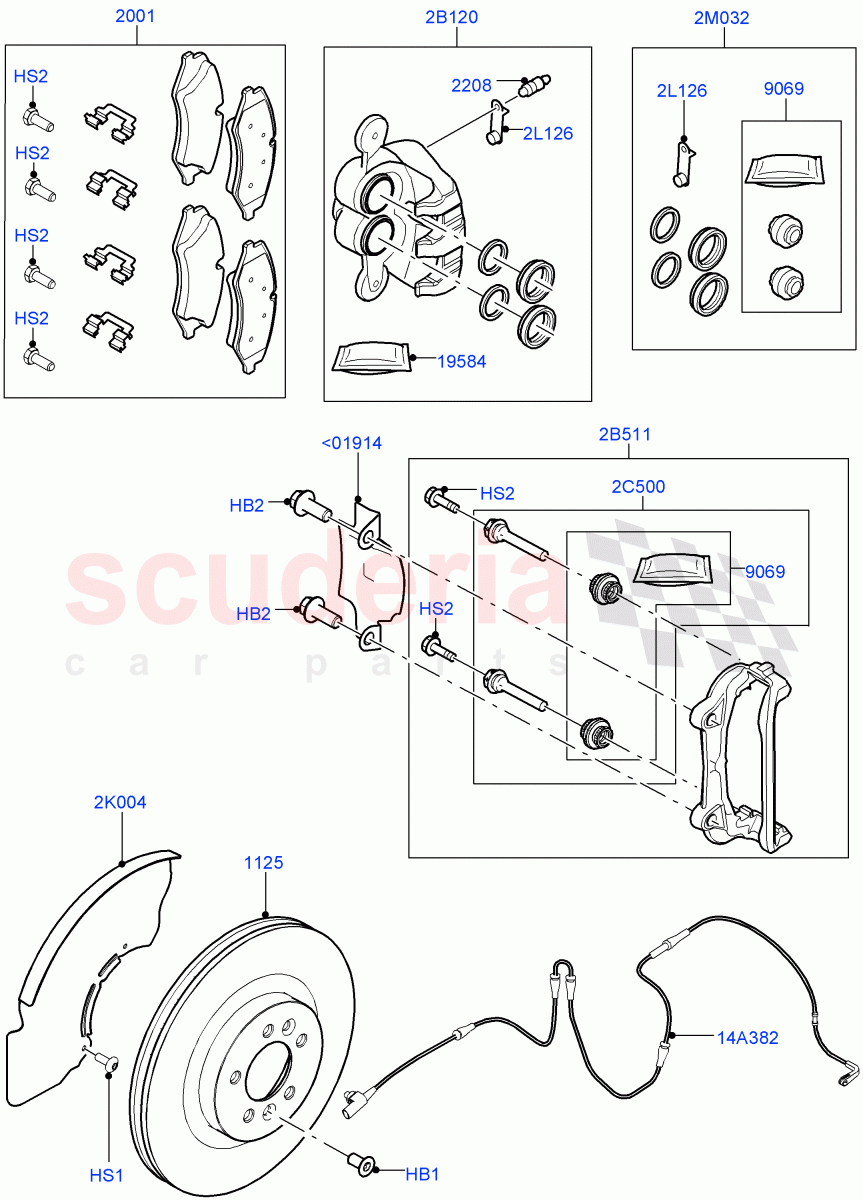 Front Brake Discs And Calipers((V)TOHA999999) of Land Rover Land Rover Discovery 5 (2017+) [2.0 Turbo Petrol AJ200P]