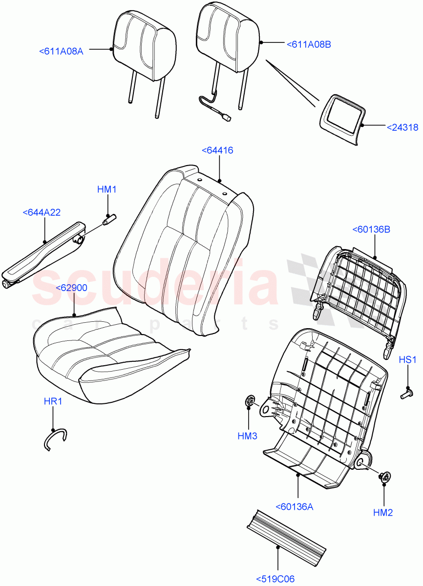 Front Seat Covers(Semi Aniline Leather Perf)((V)FROMAA000001) of Land Rover Land Rover Range Rover (2010-2012) [5.0 OHC SGDI SC V8 Petrol]