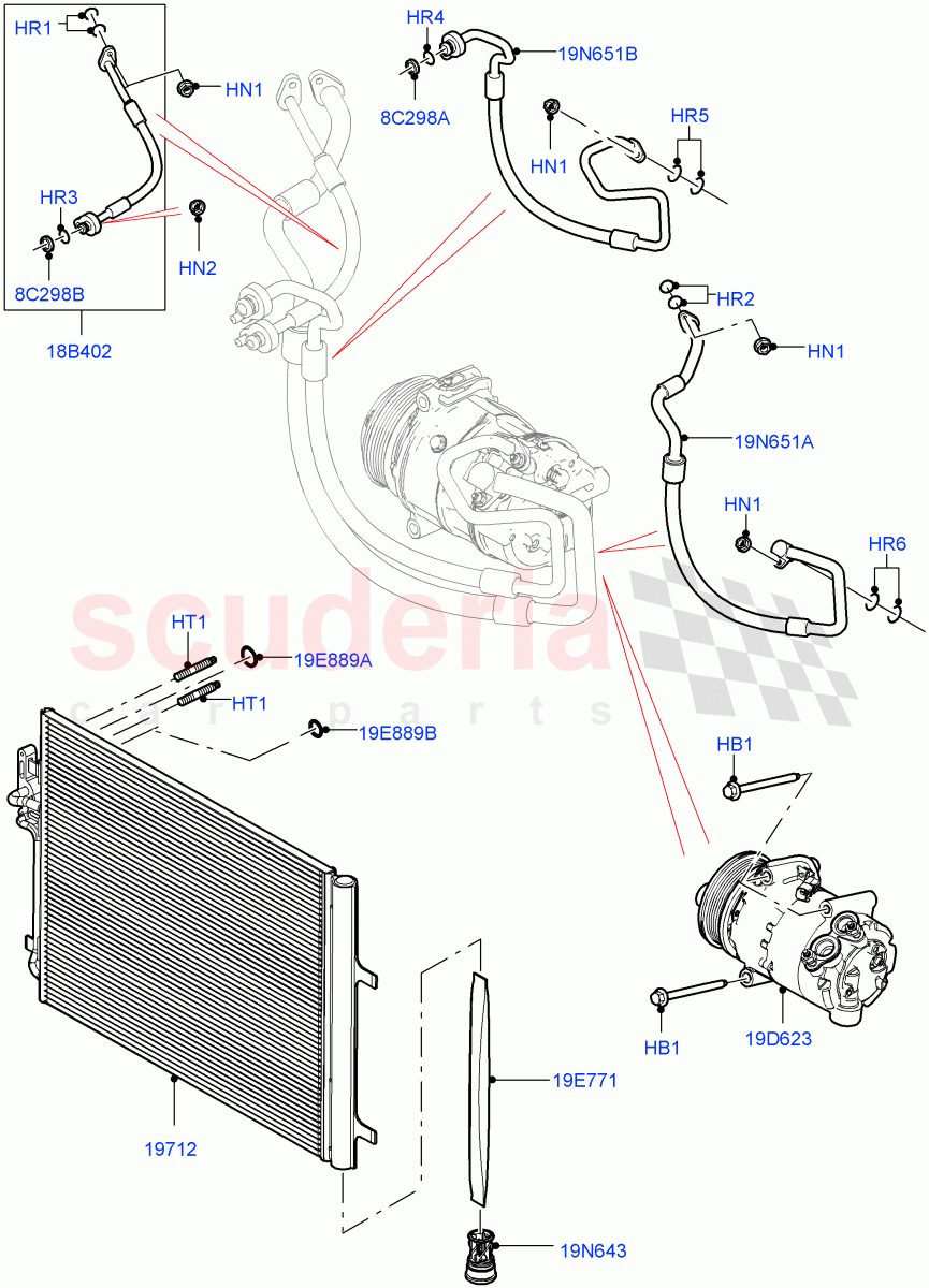 Air Conditioning Condensr/Compressr(2.0L I4 High DOHC AJ200 Petrol,Changsu (China),2.0L I4 Mid DOHC AJ200 Petrol)((V)FROMHG379388) of Land Rover Land Rover Discovery Sport (2015+) [2.0 Turbo Diesel AJ21D4]