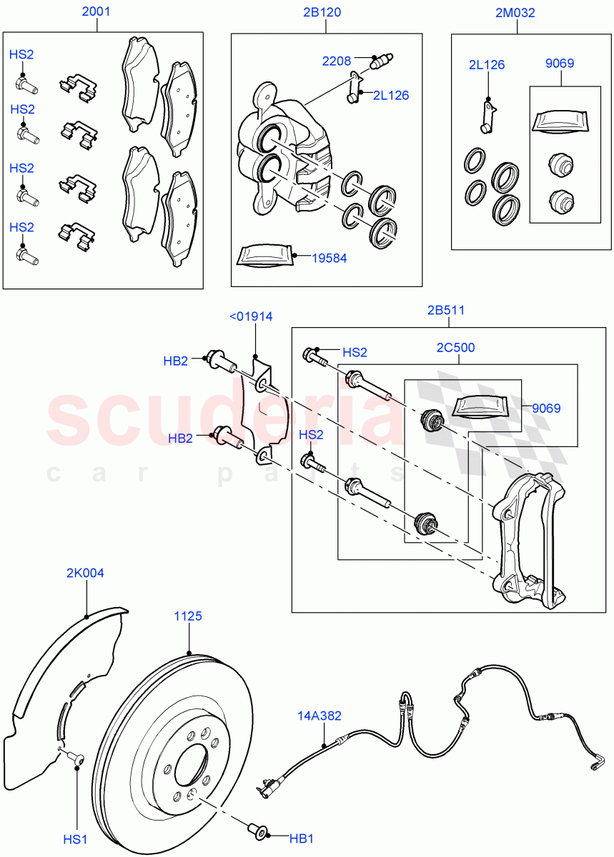 Front Brake Discs And Calipers (Front Disc And Caliper Size 19) ((V) FROMGA652129, (V) TOHA999999) of Land Rover Land Rover Range Rover Sport (2014+) [3.0 DOHC GDI SC V6 Petrol]