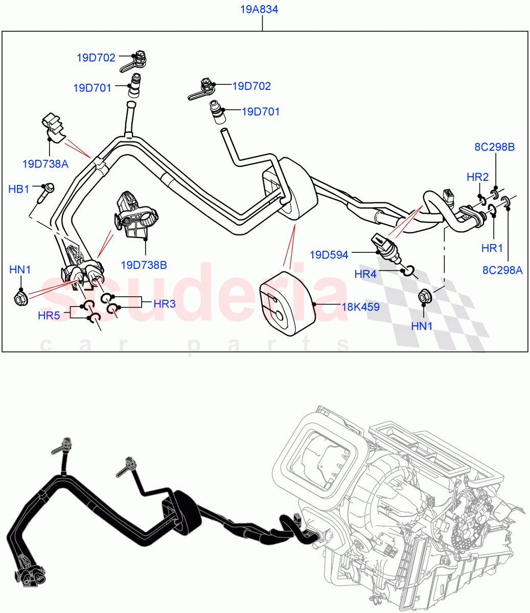 Air Conditioning System (Halewood (UK), Less Chiller Unit, Air Conditioning Refrigerant-R134A) ((V) FROMGH000001, (V) TOKH999999) of Land Rover Land Rover Discovery Sport (2015+) [1.5 I3 Turbo Petrol AJ20P3]