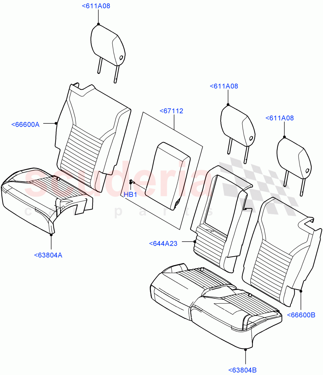 Rear Seat Covers(Nitra Plant Build)(Windsor Leather Perforated,60/40 Load Through With Slide)((V)FROMM2000001) of Land Rover Land Rover Discovery 5 (2017+) [3.0 I6 Turbo Petrol AJ20P6]