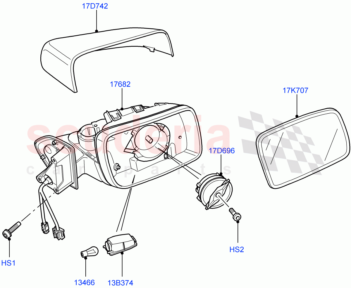 Exterior Rear View Mirror((V)FROMAA000001,(V)TODA999999) of Land Rover Land Rover Discovery 4 (2010-2016) [5.0 OHC SGDI NA V8 Petrol]