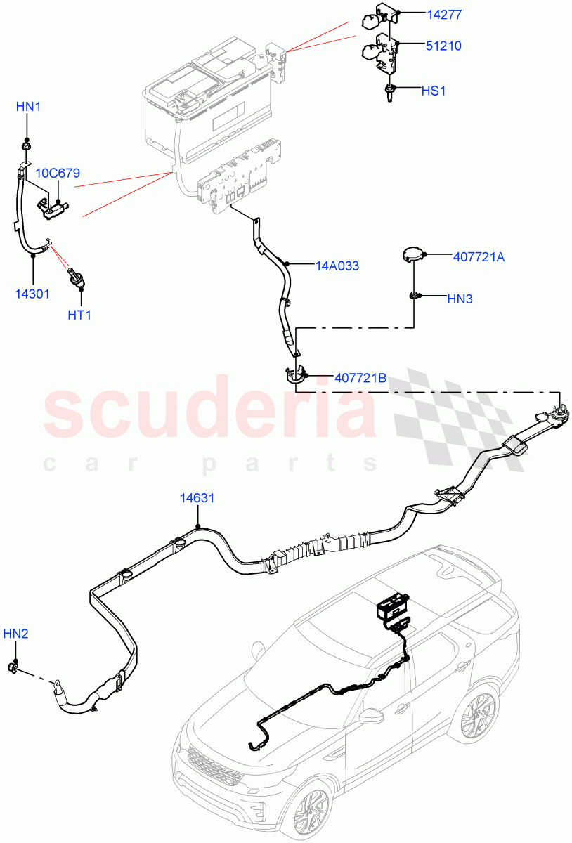 Battery Cables And Horn (Solihull Plant Build, Battery Cables) ((V) FROMHA000001) of Land Rover Land Rover Discovery 5 (2017+) [2.0 Turbo Petrol AJ200P]