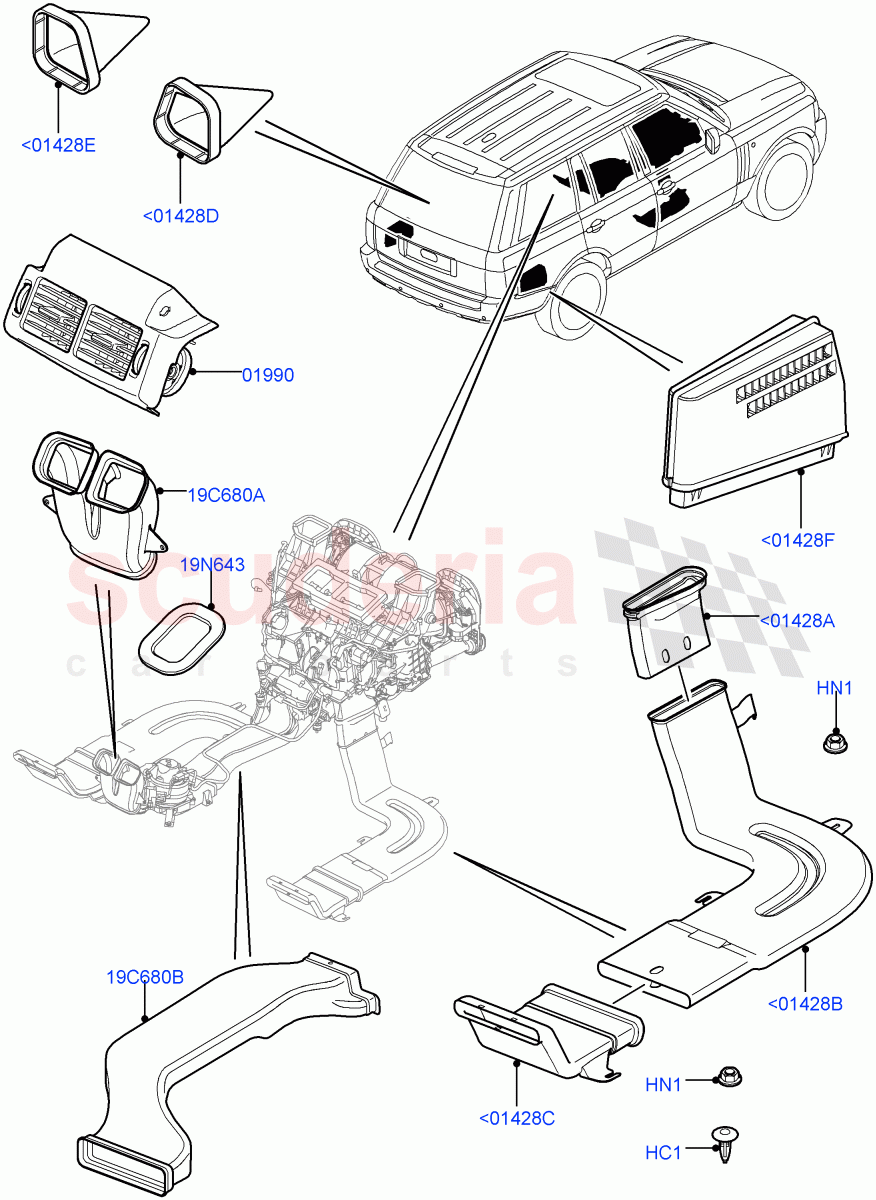 Air Vents, Louvres And Ducts((V)FROMAA000001) of Land Rover Land Rover Range Rover (2010-2012) [5.0 OHC SGDI SC V8 Petrol]