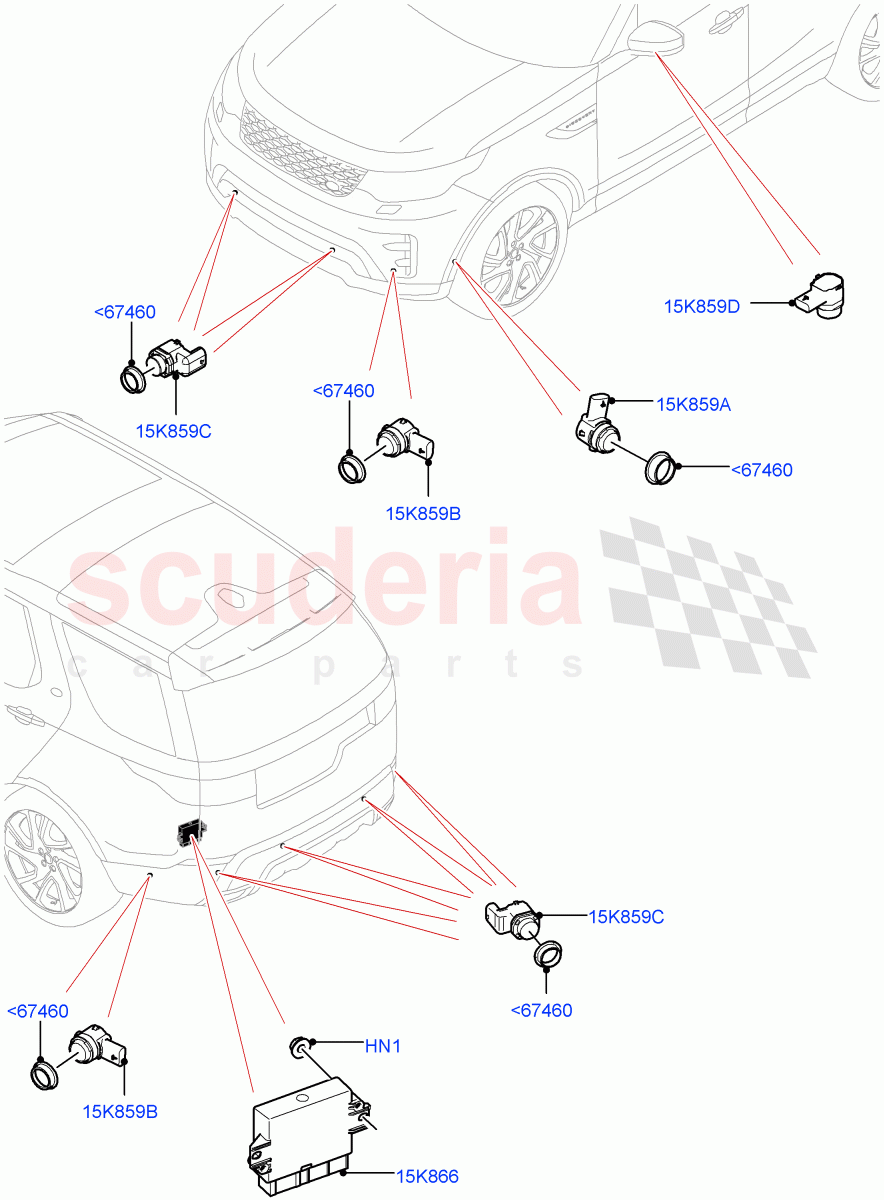 Parking Distance Control(Nitra Plant Build)((V)FROMK2000001,(V)TOL2999999) of Land Rover Land Rover Discovery 5 (2017+) [3.0 Diesel 24V DOHC TC]