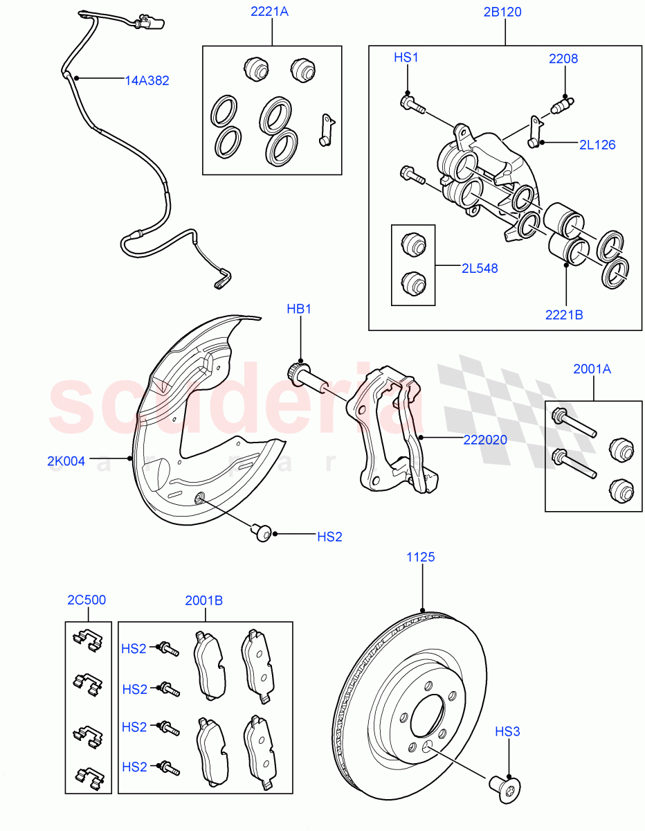 Front Brake Discs And Calipers(Lion Diesel 2.7 V6 (140KW),Cologne V6 4.0 EFI (SOHC))((V)FROMAA000001,(V)TOCA999999) of Land Rover Land Rover Discovery 4 (2010-2016) [3.0 Diesel 24V DOHC TC]