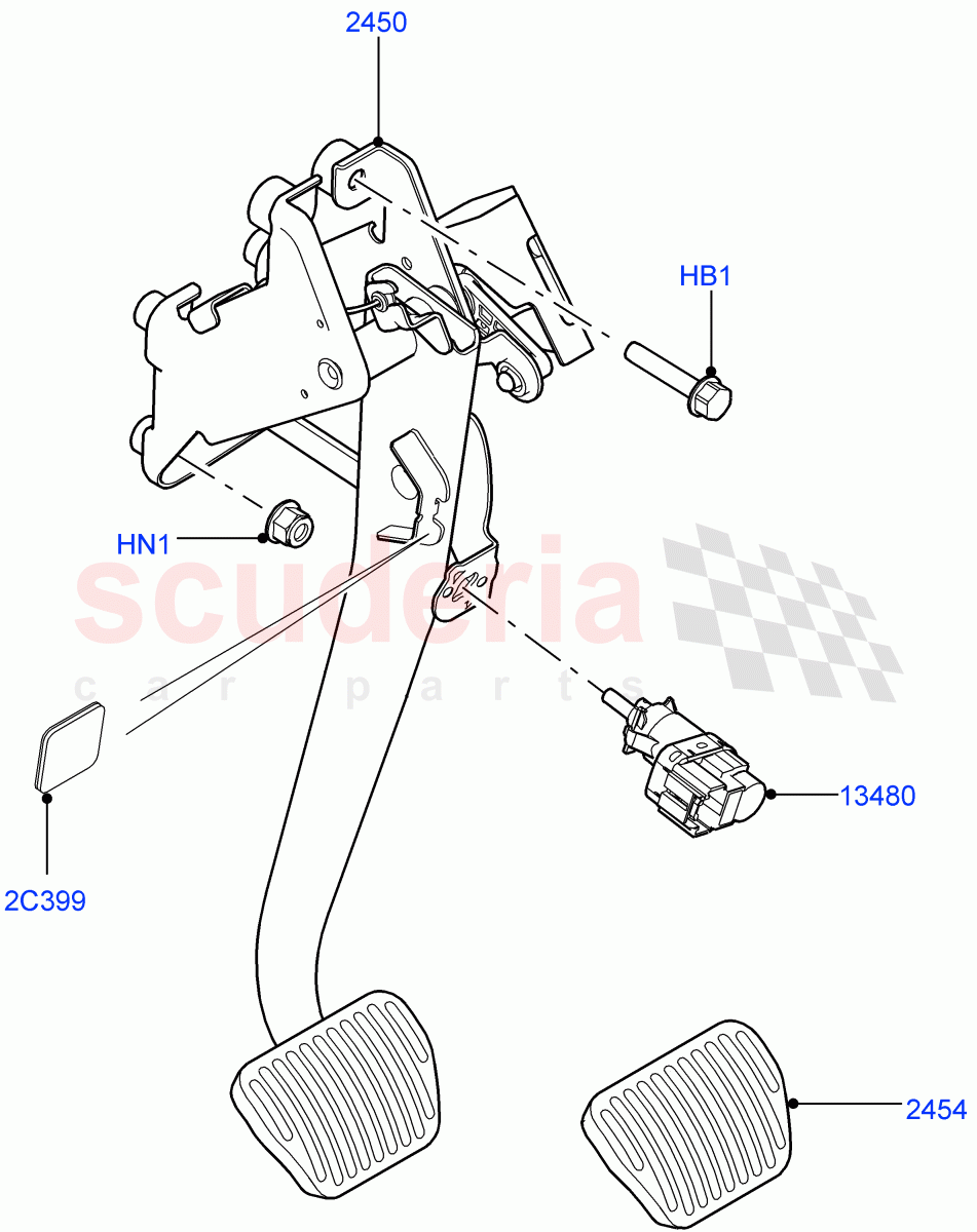 Brake And Clutch Controls (8 Speed Auto Trans ZF 8HP70 HEV 4WD) ((V) FROMFA000001) of Land Rover Land Rover Range Rover (2012-2021) [5.0 OHC SGDI SC V8 Petrol]