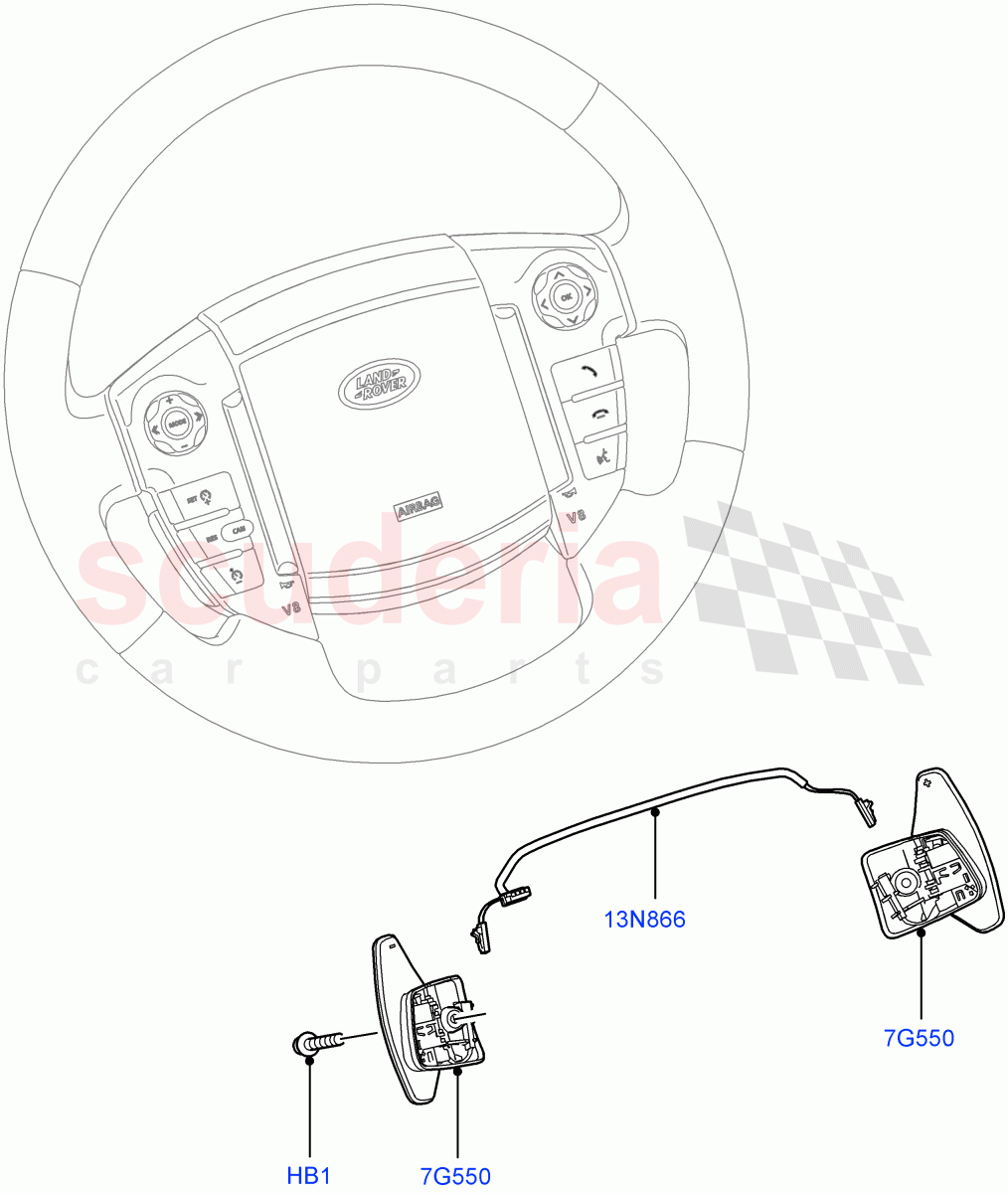 Gear Change-Automatic Transmission(Steering Wheel)(3.0L DOHC GDI SC V6 PETROL,8 Speed Auto Trans ZF 8HP70 4WD,3.0 V6 D Gen2 Twin Turbo,3.0 V6 Diesel)((V)FROMCA000001) of Land Rover Land Rover Discovery 4 (2010-2016) [3.0 DOHC GDI SC V6 Petrol]