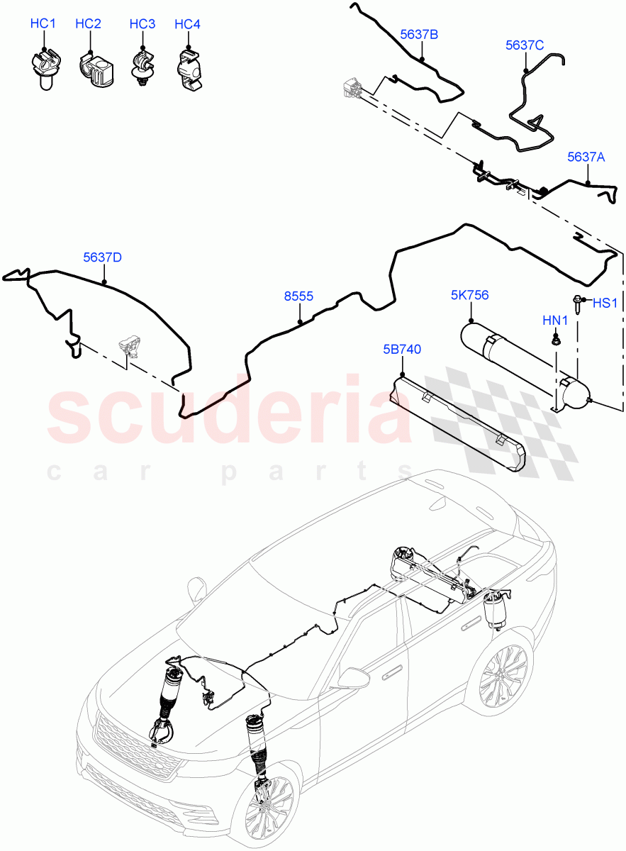 Air Suspension Compressor And Lines(Compressor Assy)(With Four Corner Air Suspension,With Performance Suspension)((V)TOLA999999) of Land Rover Land Rover Range Rover Velar (2017+) [2.0 Turbo Petrol AJ200P]