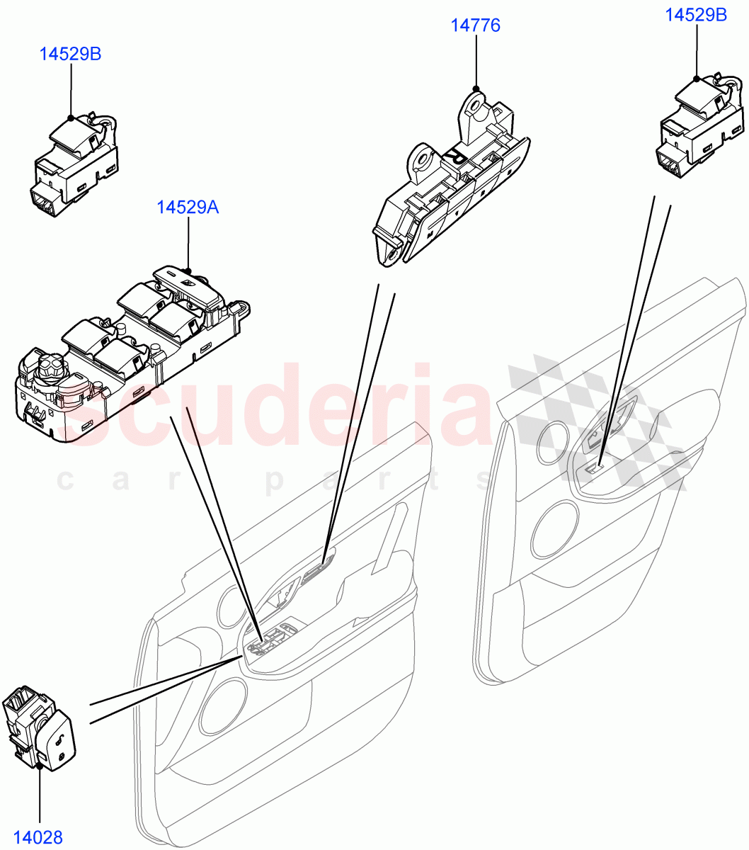 Switches(Door)(Changsu (China))((V)FROMEG000001) of Land Rover Land Rover Range Rover Evoque (2012-2018) [2.0 Turbo Petrol GTDI]