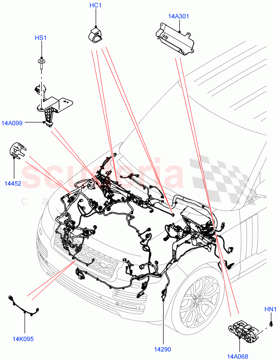 Electrical Wiring - Engine And Dash(Engine Compartment)((V)TOEA999999) of Land Rover Land Rover Range Rover (2012-2021) [5.0 OHC SGDI NA V8 Petrol]