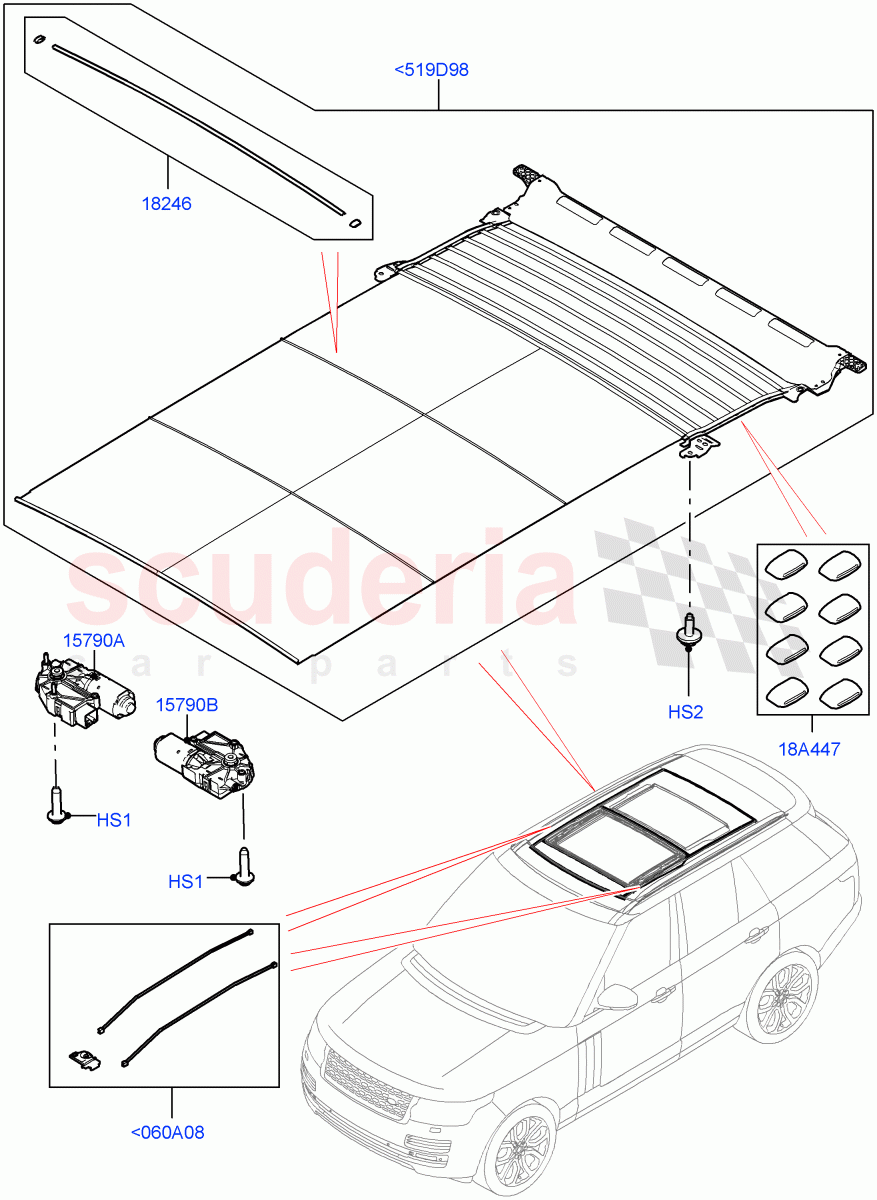 Sliding Roof Mechanism And Controls (Sun Blinds) (With Roof Conversion-Panorama Power) of Land Rover Land Rover Range Rover (2012-2021) [2.0 Turbo Petrol AJ200P]