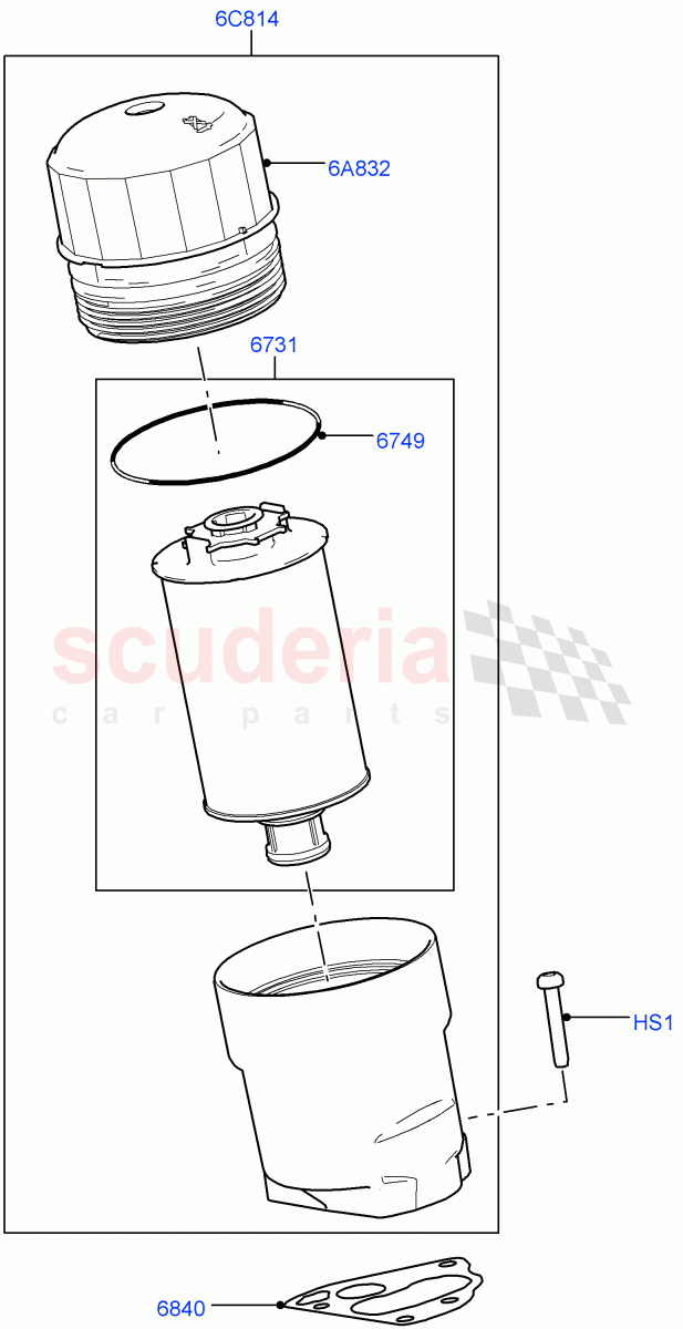 Oil Cooler And Filter(Filter)(5.0L OHC SGDI NA V8 Petrol - AJ133)((V)FROMAA000001) of Land Rover Land Rover Discovery 4 (2010-2016) [5.0 OHC SGDI NA V8 Petrol]