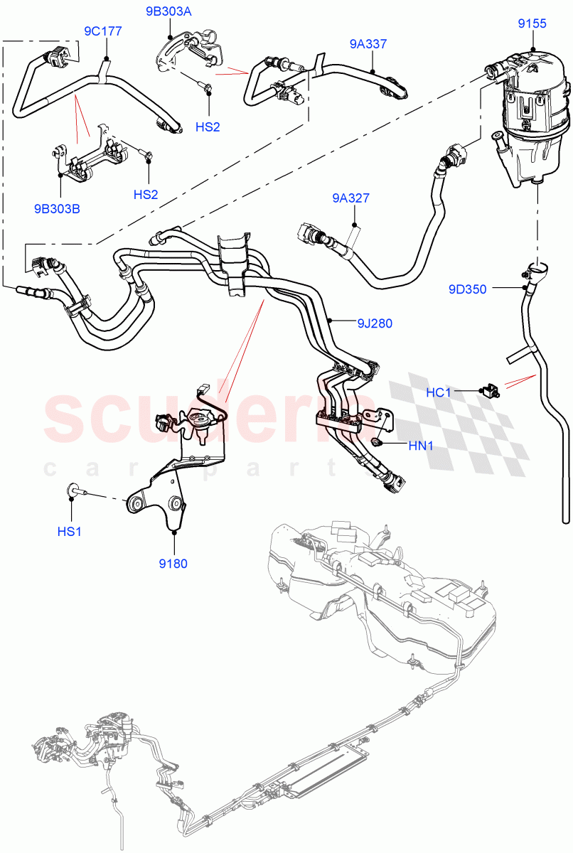 Fuel Lines(Front)(3.0L AJ20D6 Diesel High)((V)FROMMA000001) of Land Rover Land Rover Range Rover Velar (2017+) [3.0 I6 Turbo Diesel AJ20D6]