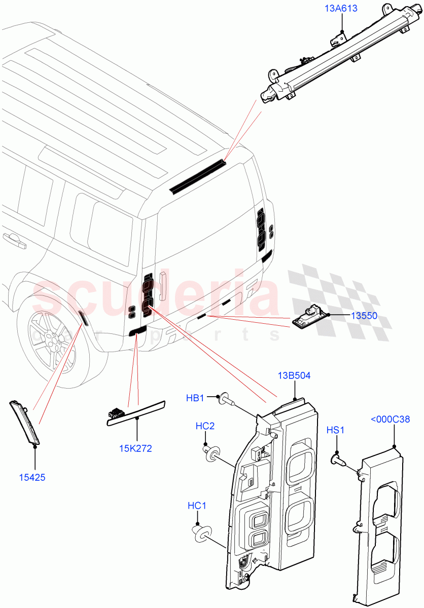 Rear Lamps of Land Rover Land Rover Defender (2020+) [2.0 Turbo Diesel]