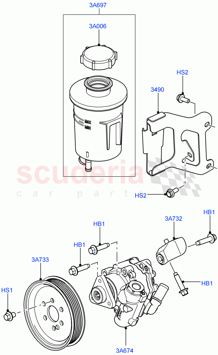 Power Steering Pump Mounting(5.0L OHC SGDI NA V8 Petrol - AJ133,5.0L OHC SGDI SC V8 Petrol - AJ133)((V)FROMAA000001) of Land Rover Land Rover Range Rover (2010-2012) [4.4 DOHC Diesel V8 DITC]