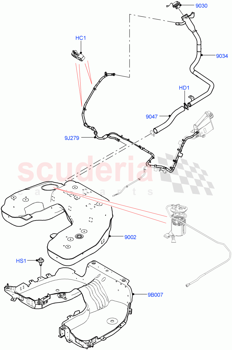 Fuel Tank & Related Parts(Nitra Plant Build)(5.0 Petrol AJ133 DOHC CDA,Short Wheelbase)((V)FROMM2000001) of Land Rover Land Rover Defender (2020+) [5.0 OHC SGDI SC V8 Petrol]