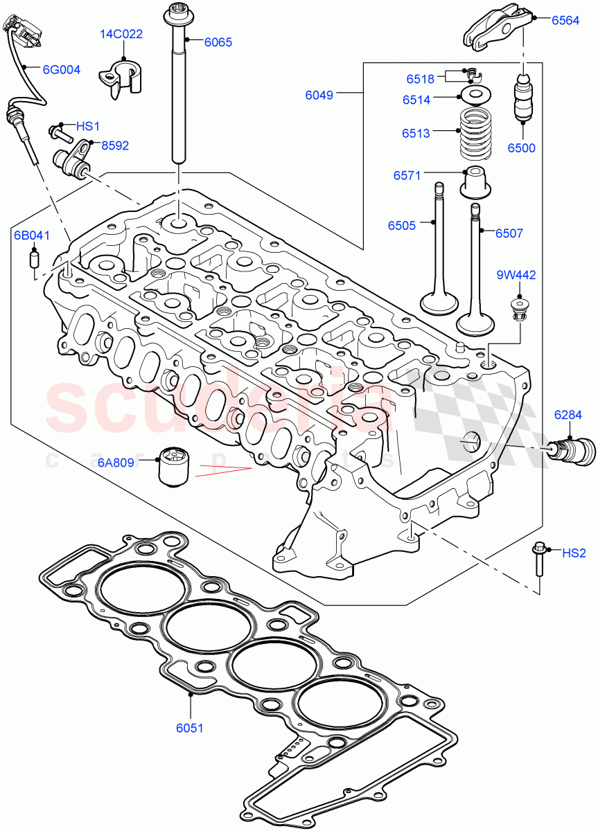 Cylinder Head (2.0L AJ20D4 Diesel Mid PTA, Halewood (UK), 2.0L AJ20D4 Diesel LF PTA, 2.0L AJ20D4 Diesel High PTA) of Land Rover Land Rover Range Rover Evoque (2019+) [2.0 Turbo Diesel]