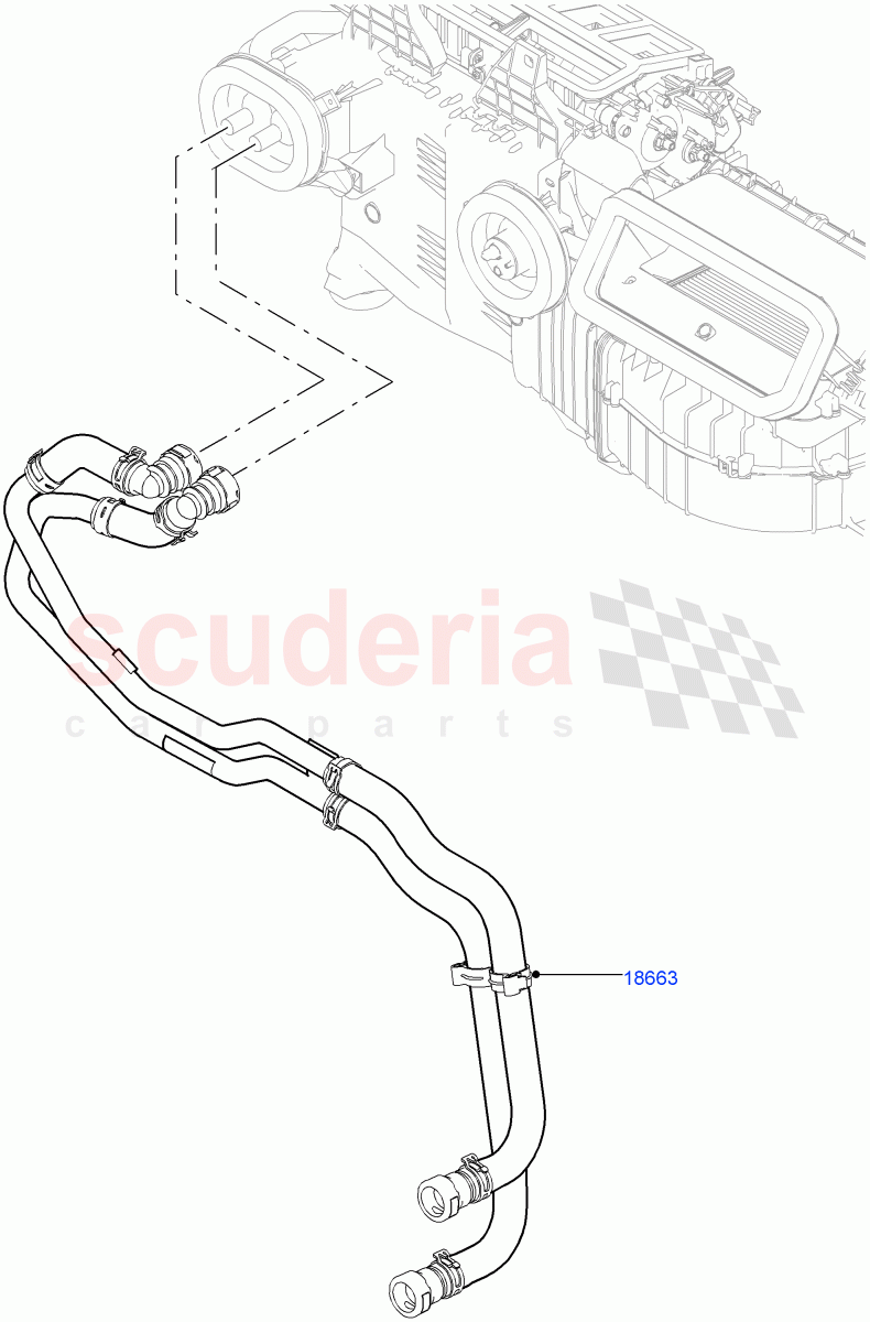 Heater Hoses (Solihull Plant Build) (2.0L I4 DSL HIGH DOHC AJ200, With Ptc Heater, With Front Comfort Air Con (IHKA), 2.0L I4 DSL MID DOHC AJ200, With Manual Air Conditioning, With Fresh Air Heater, Premium Air Conditioning-Front/Rear) ((V) FROMHA000001, (V) TOJA999999) of Land Rover Land Rover Discovery 5 (2017+) [2.0 Turbo Diesel]