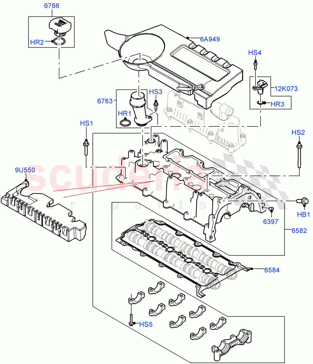 Cylinder Head Cover (2.0L I4 DSL MID DOHC AJ200, Itatiaia (Brazil), 2.0L I4 DSL HIGH DOHC AJ200) ((V) FROMGT000001) of Land Rover Land Rover Discovery Sport (2015+) [2.0 Turbo Diesel]