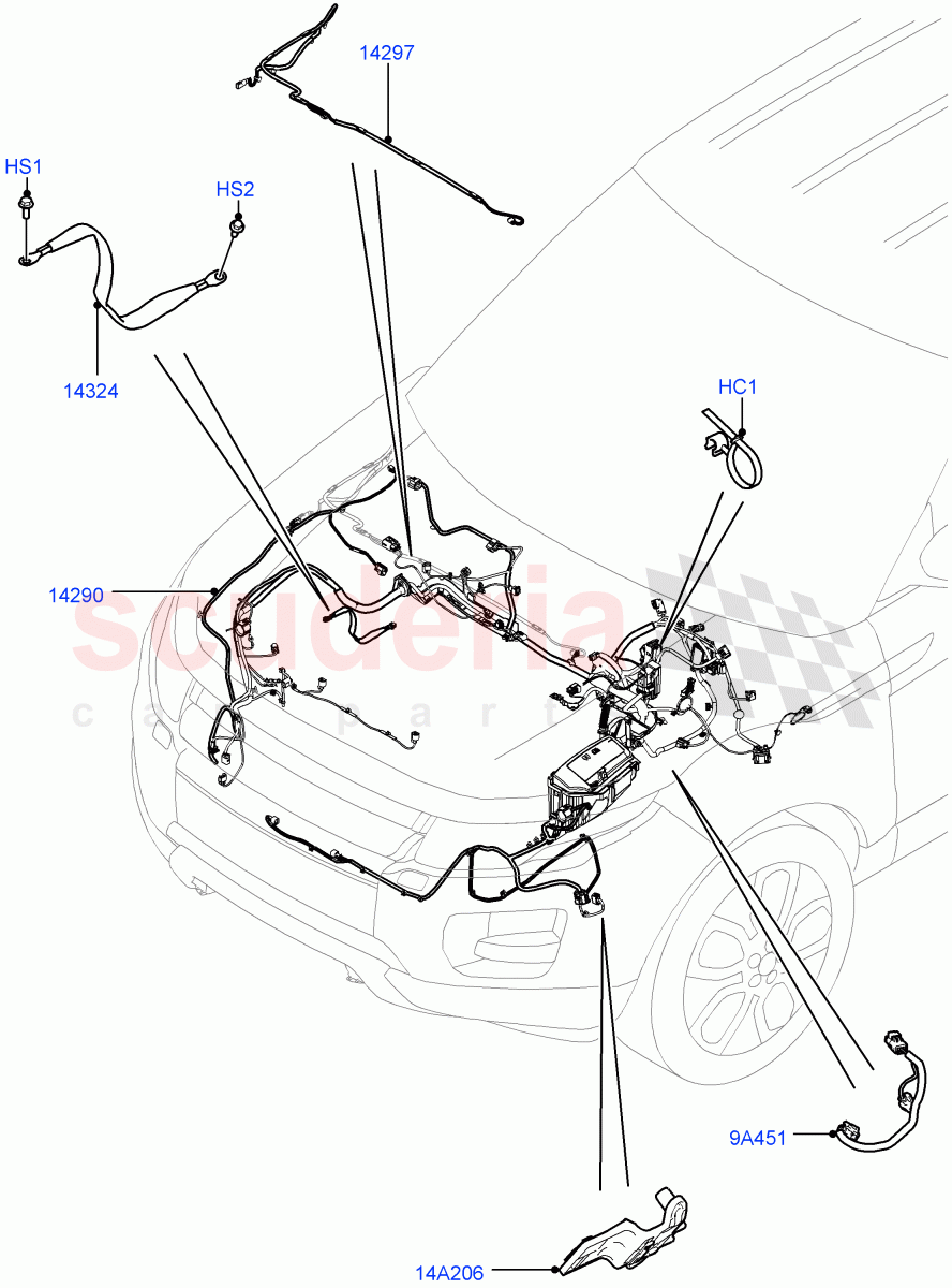 Electrical Wiring - Engine And Dash(Engine Compartment)(Halewood (UK))((V)TOFH999999) of Land Rover Land Rover Range Rover Evoque (2012-2018) [2.0 Turbo Petrol AJ200P]