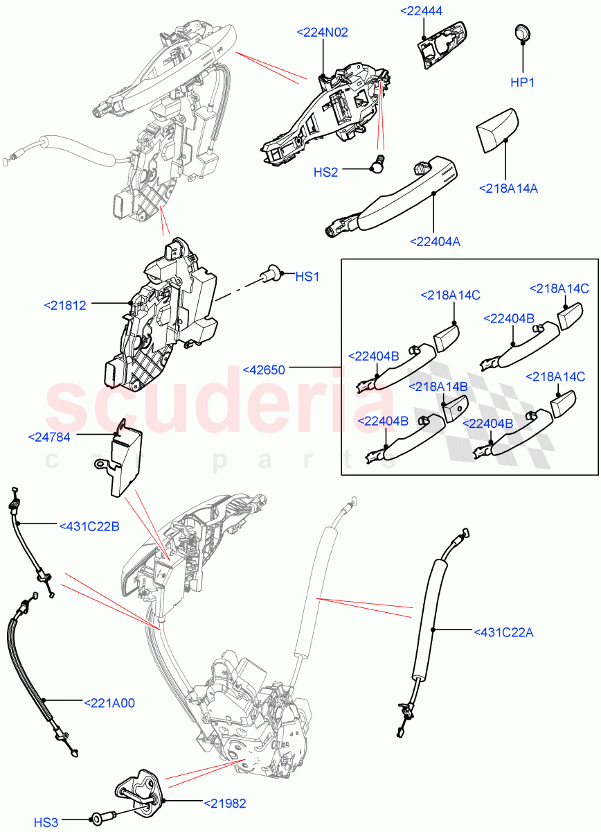 Front Door Lock Controls (5 Door, Halewood (UK)) of Land Rover Land Rover Range Rover Evoque (2012-2018) [2.0 Turbo Petrol AJ200P]