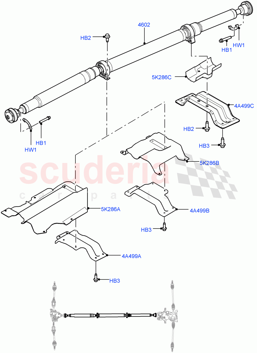 Drive Shaft - Rear Axle Drive(Propshaft)(Itatiaia (Brazil),Dynamic Driveline)((V)FROMGT000001) of Land Rover Land Rover Range Rover Evoque (2012-2018) [2.0 Turbo Petrol AJ200P]