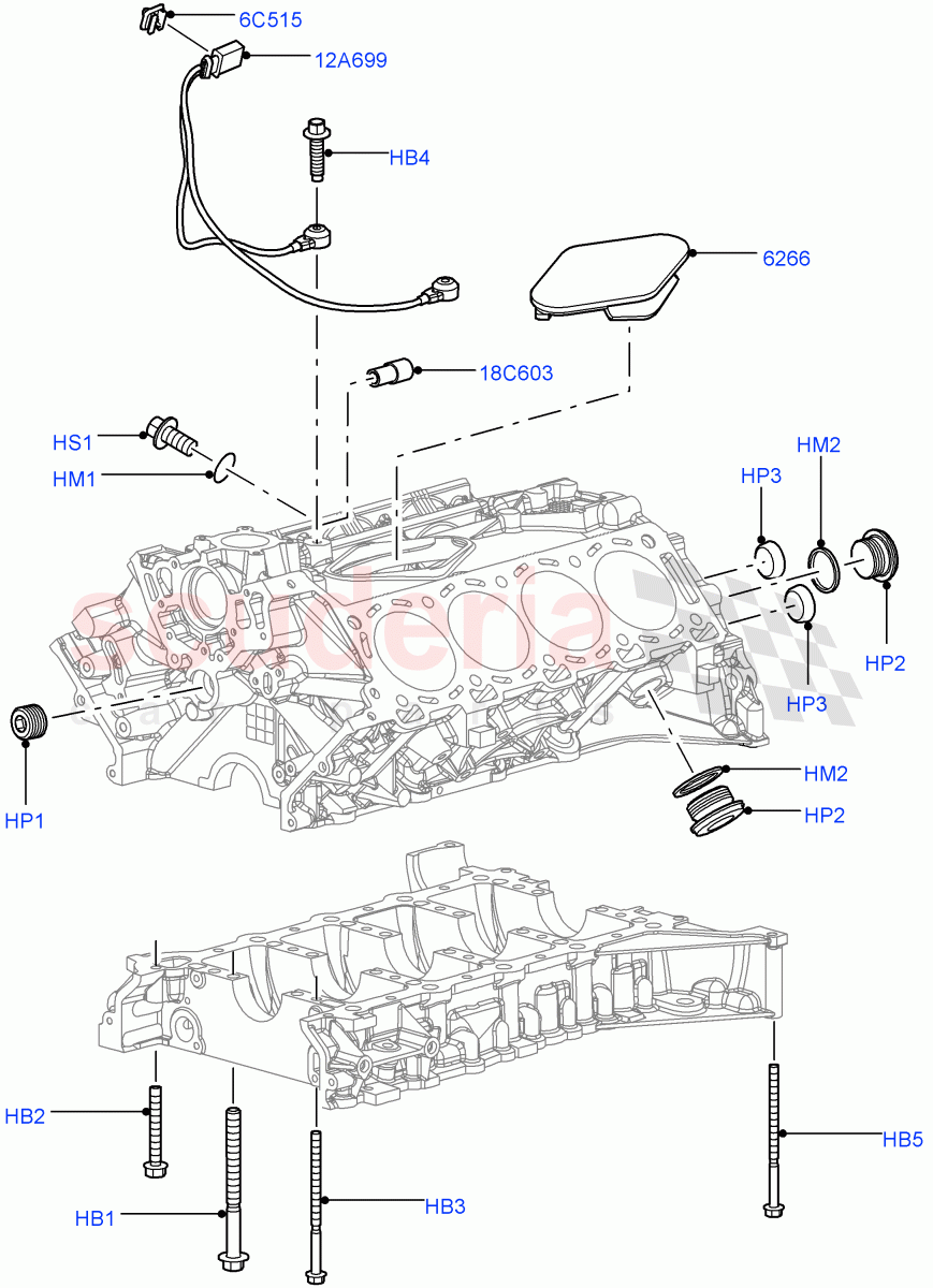 Cylinder Block And Plugs(AJ Petrol 4.2 V8 Supercharged) of Land Rover Land Rover Range Rover Sport (2005-2009) [4.2 Petrol V8 Supercharged]