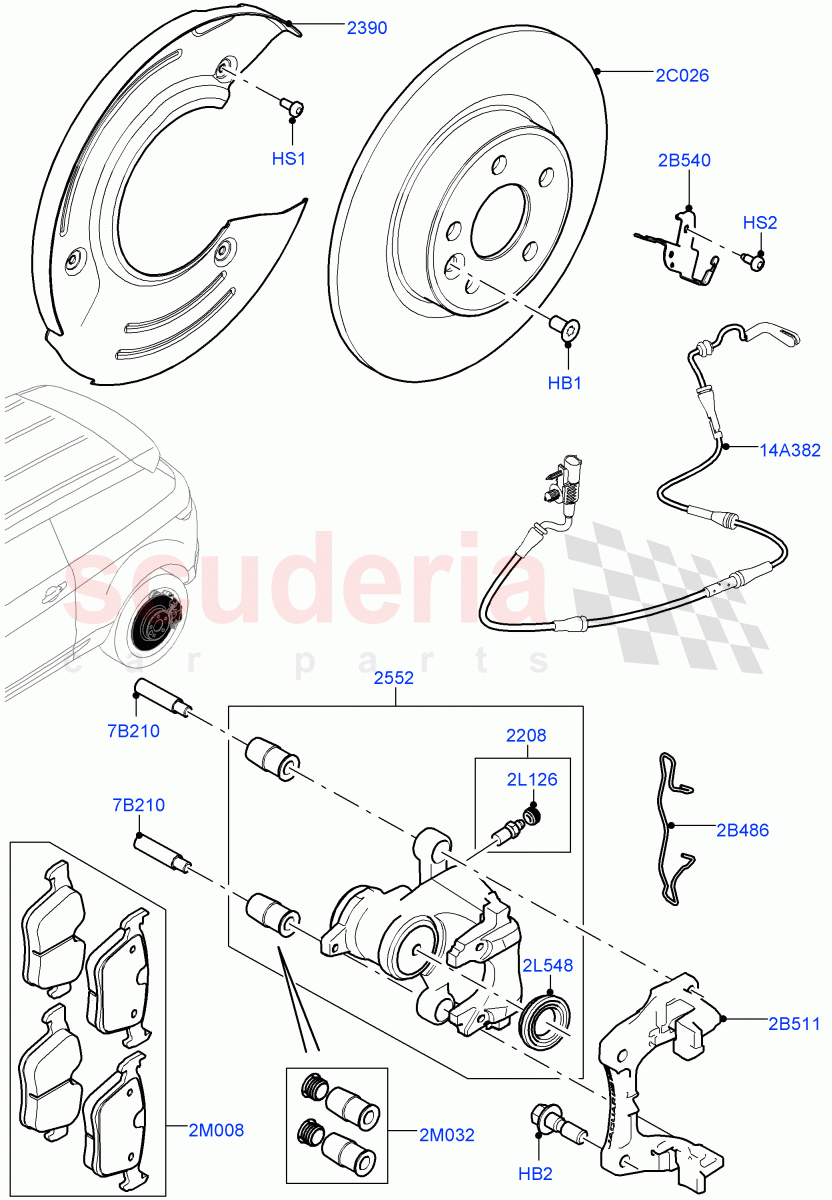 Rear Brake Discs And Calipers (Halewood (UK)) ((V) FROMGH000001) of Land Rover Land Rover Range Rover Evoque (2012-2018) [2.0 Turbo Petrol AJ200P]