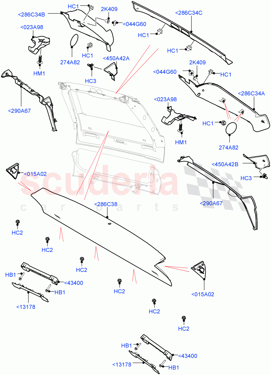 Back Door/Tailgate Trim Panels(Upper) of Land Rover Land Rover Range Rover (2012-2021) [5.0 OHC SGDI NA V8 Petrol]