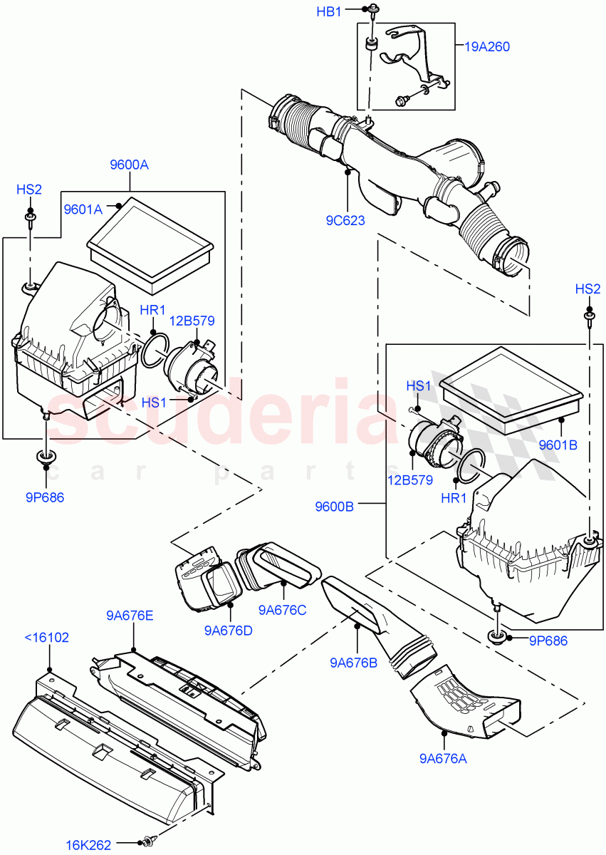 Air Cleaner(5.0L P AJ133 DOHC CDA S/C Enhanced)((V)FROMKA000001) of Land Rover Land Rover Range Rover Velar (2017+) [5.0 OHC SGDI SC V8 Petrol]