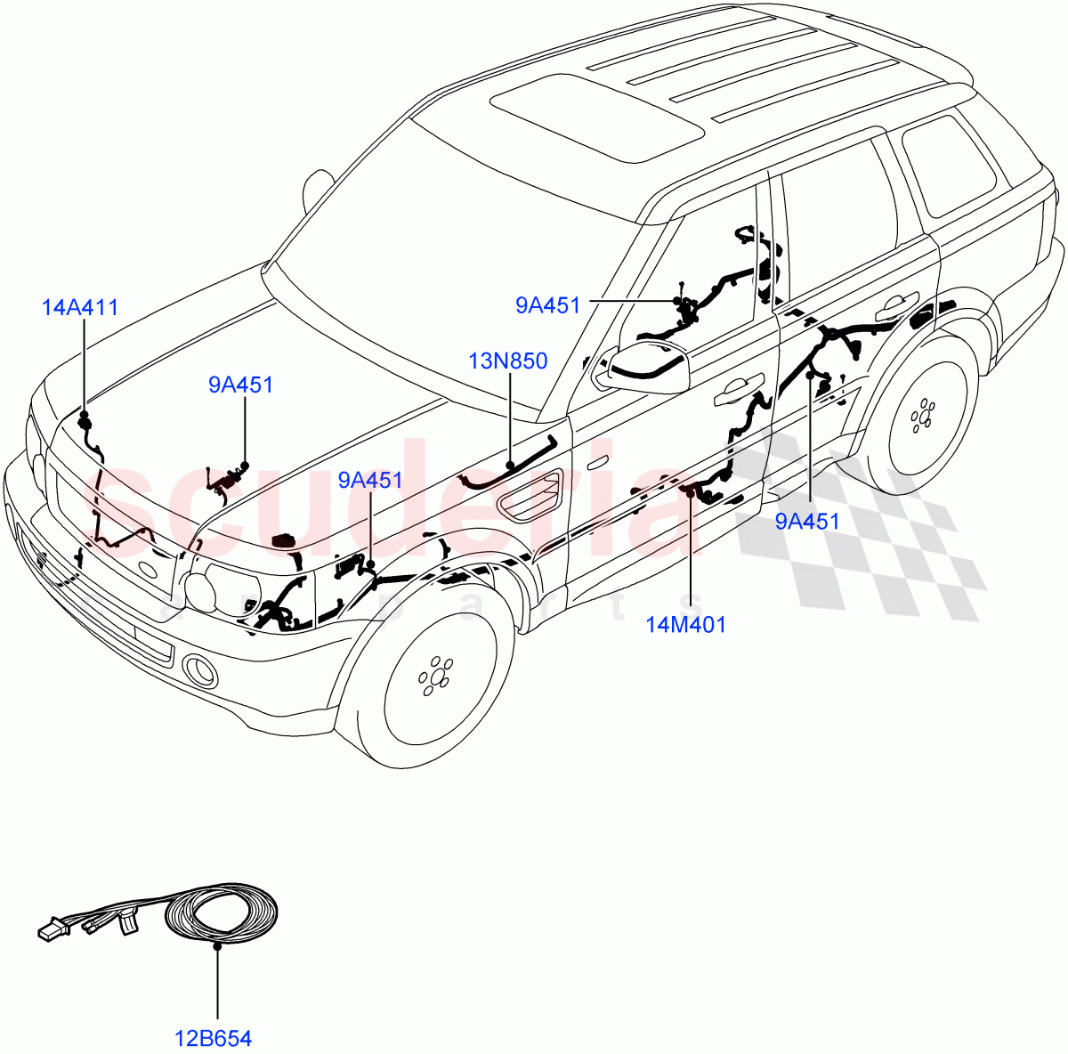 Electrical Wiring - Chassis((V)TO9A999999) of Land Rover Land Rover Range Rover Sport (2005-2009) [2.7 Diesel V6]