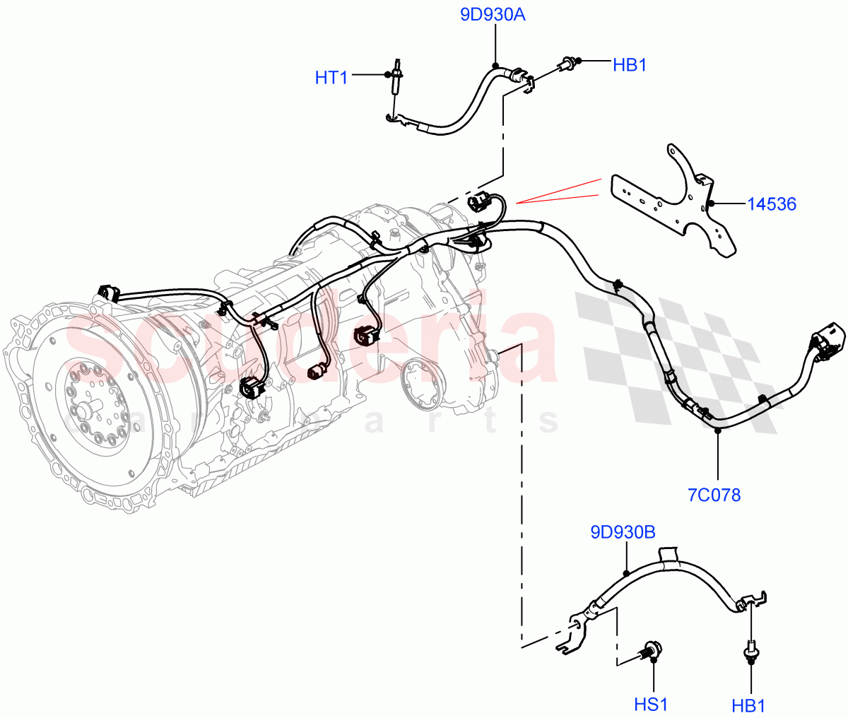 Transmission Harness (Nitra Plant Build) ((V) FROMK2000001, (V) TOL2999999) of Land Rover Land Rover Discovery 5 (2017+) [3.0 I6 Turbo Petrol AJ20P6]