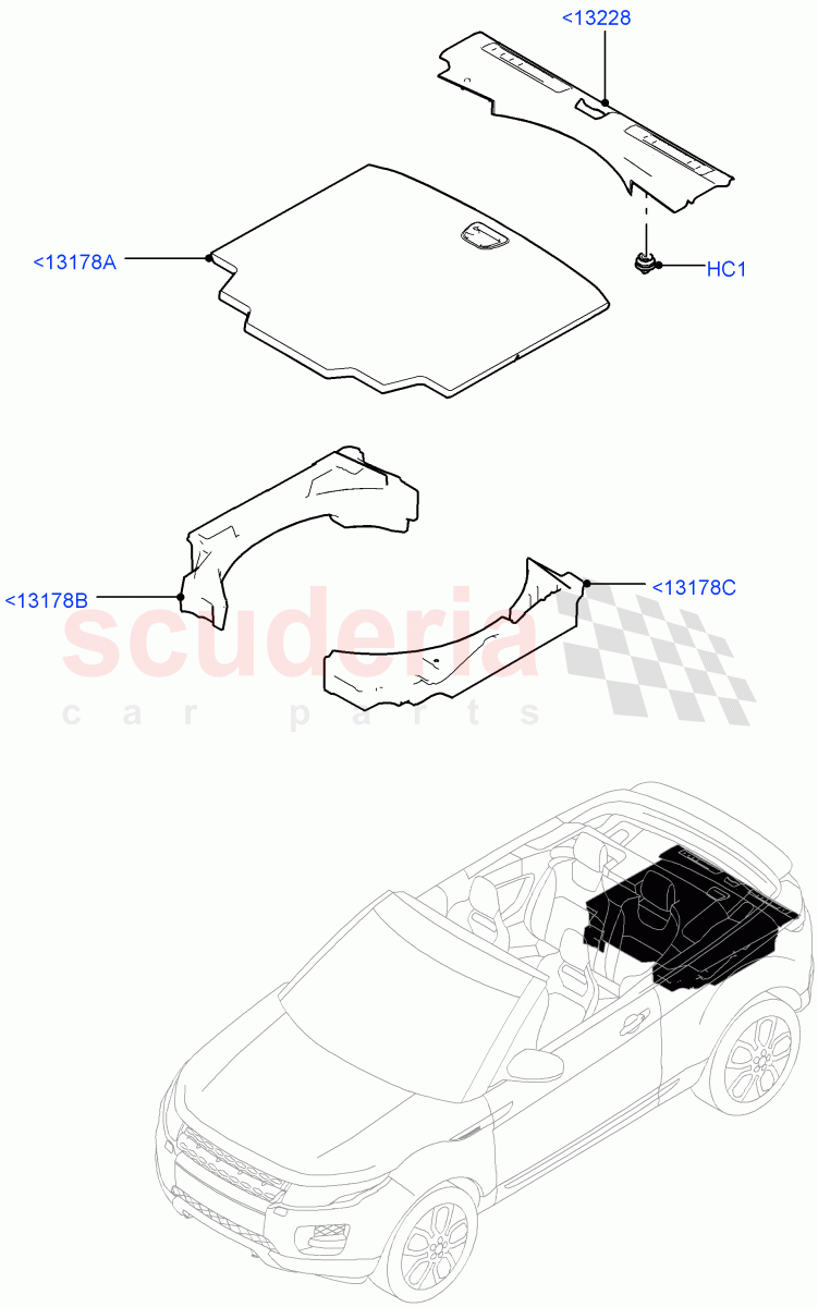 Load Compartment Trim(2 Door Convertible,Halewood (UK)) of Land Rover Land Rover Range Rover Evoque (2012-2018) [2.0 Turbo Petrol AJ200P]