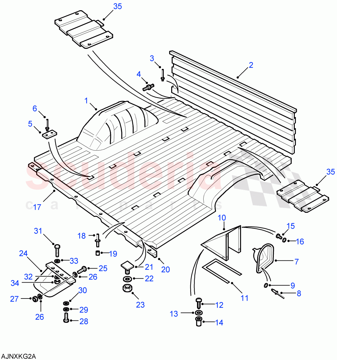 Rear Body Lower - Floor & Bulkhead (High Capacity Pick Up, 110" Wheelbase, Crew Cab HCPU, 130" Wheelbase, Chassis Cab) ((V) FROM7A000001) of Land Rover Land Rover Defender (2007-2016)