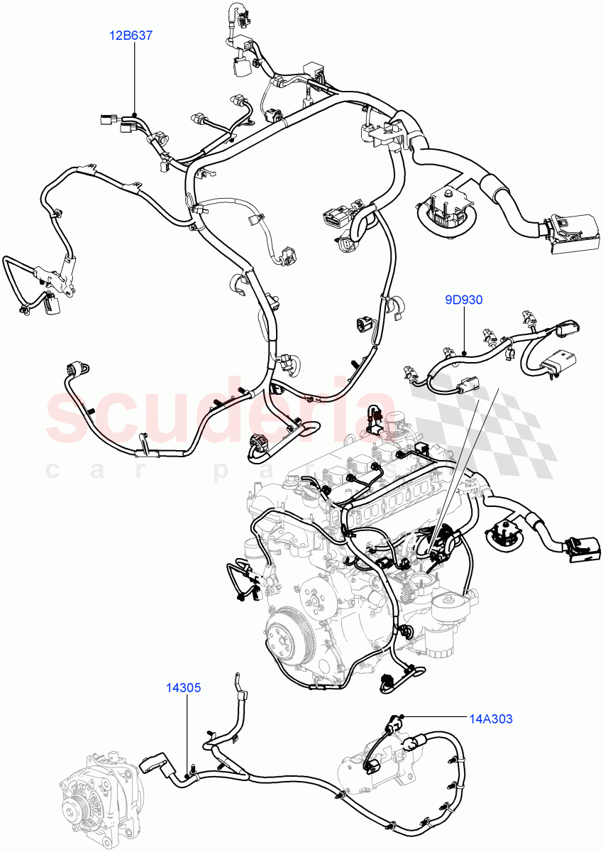 Electrical Wiring - Engine And Dash(2.0L 16V TIVCT T/C 240PS Petrol)((V)FROMFA000001) of Land Rover Land Rover Range Rover (2012-2021) [2.0 Turbo Petrol GTDI]