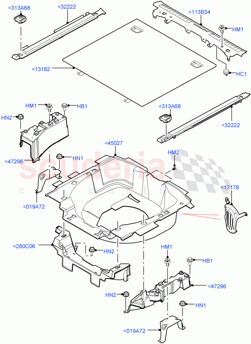 Load Compartment Trim(Floor)(With 5 Seat Configuration,Flex Fuel - E100,Diesel/Electric - Hybrid,With Diesel Fuel Capability,For Unleaded Fuel) of Land Rover Land Rover Range Rover Sport (2014+) [3.0 I6 Turbo Petrol AJ20P6]