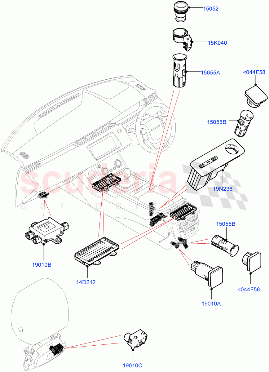 Instrument Panel Related Parts (Itatiaia (Brazil)) of Land Rover Land Rover Range Rover Evoque (2019+) [1.5 I3 Turbo Petrol AJ20P3]